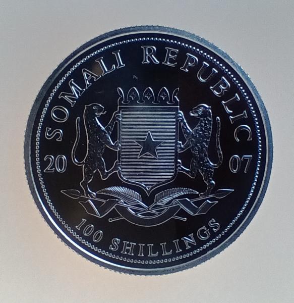 Somalia Elefant 1 Unze Silber 2007 stgl